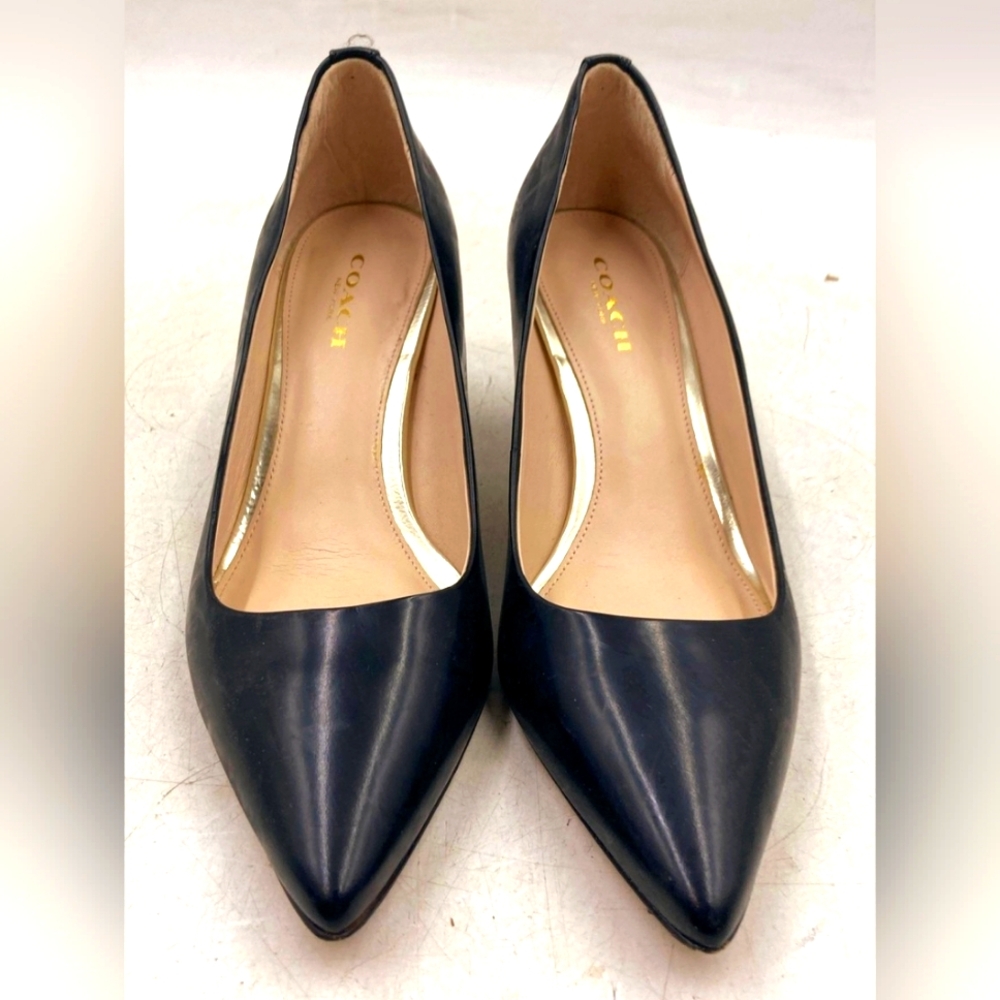 COACH Designer Harlee Women's Black Leather Pump Heel 5.5